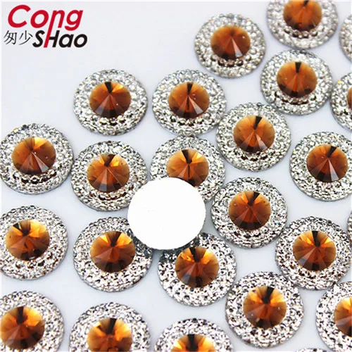Deep Coffee Cong Shao, 200 шт, 12 мм, цветные круглые камни с плоской задней частью и стразы из смолы с кристаллами, отделка «сделай сам», драгоценные камни для костюма, пуговицы для рукоделия YB495 - Цвет: Deep Coffee