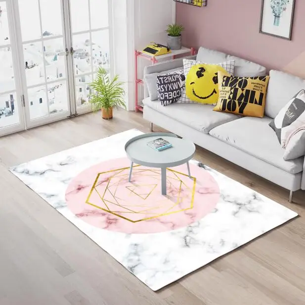 Koop Nordic Geometrische Marmer Patroon Tapijt Voor Woonkamer Tapijt Sofa Salontafel Mat Slaapkamer Yoga Pad Rechthoekige Bed Deken