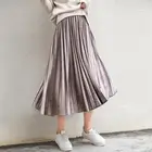 Осенняя юбка, новинка 2022, длинная однотонная бархатная винтажная юбка в южнокорейском стиле, летняя юбка, бесплатная доставка