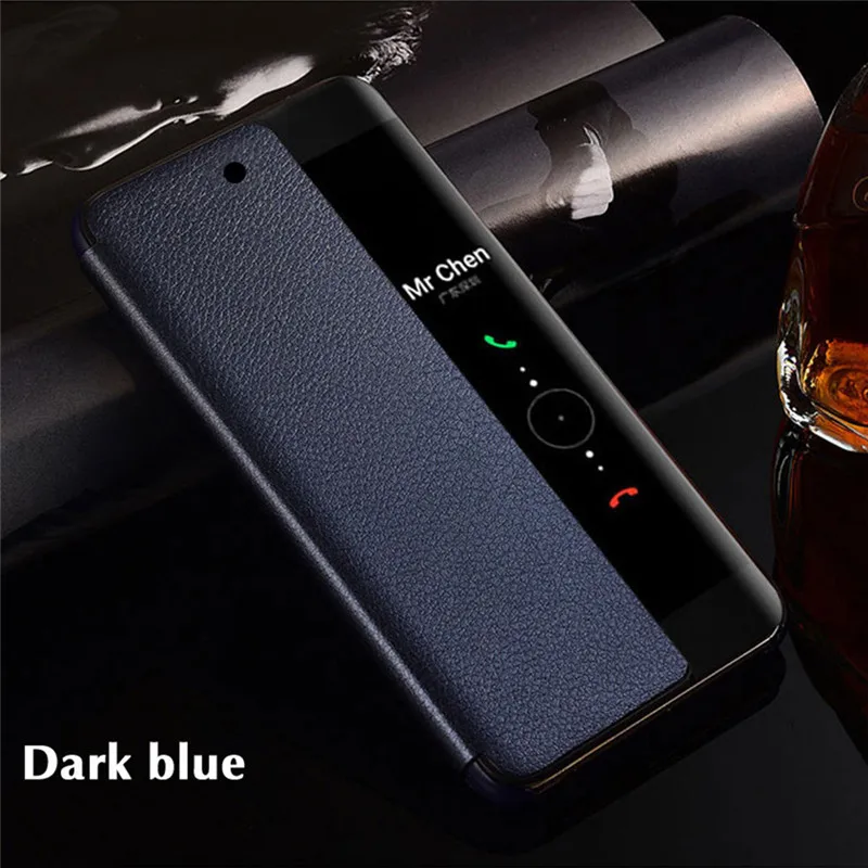 Синий Смарт-Чехол С Откидывающейся Крышкой для huawei P20 Pro mate 20 Pro Lite P10 Plus mate 20 mate 10 mate 9 Роскошный кожаный чехол для телефона Fundas - Цвет: Синий