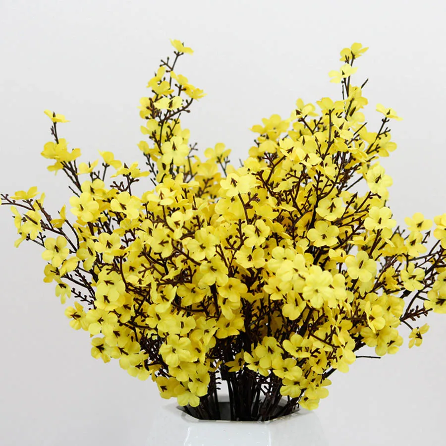 yellow Шелковые белые вишни искусственные цветы домашние украшения для комнаты babysbreat - Цвет: yellow