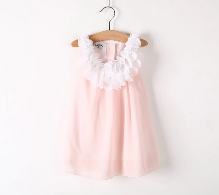 Шифоновое платье для девочек детское однотонное принцессы с 3D цветочным вырезом