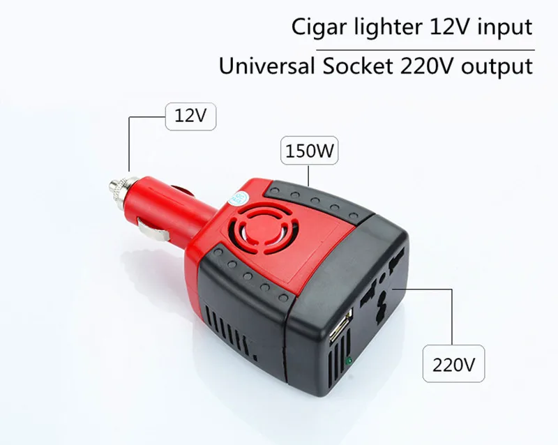USB Инвертор 12 В 220 В 150 Вт DC 12 В в AC 220 В инвертор Авто преобразователь напряжения USB Инвертор адаптер с прикуривателем