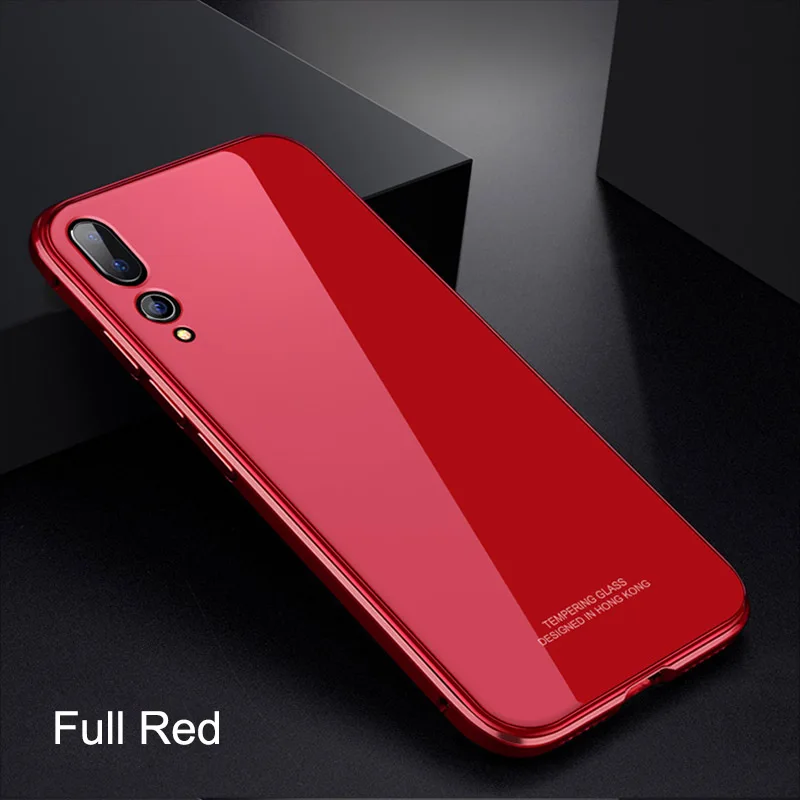 Full Red Ультратонкий Жесткий чехол для huawei P10 P10 Plus P20 P20 Pro Чехол металлический бампер+ покрытие PC Edge закаленное стекло задняя крышка 3 в 1 Coque Capa - Цвет: Full Red
