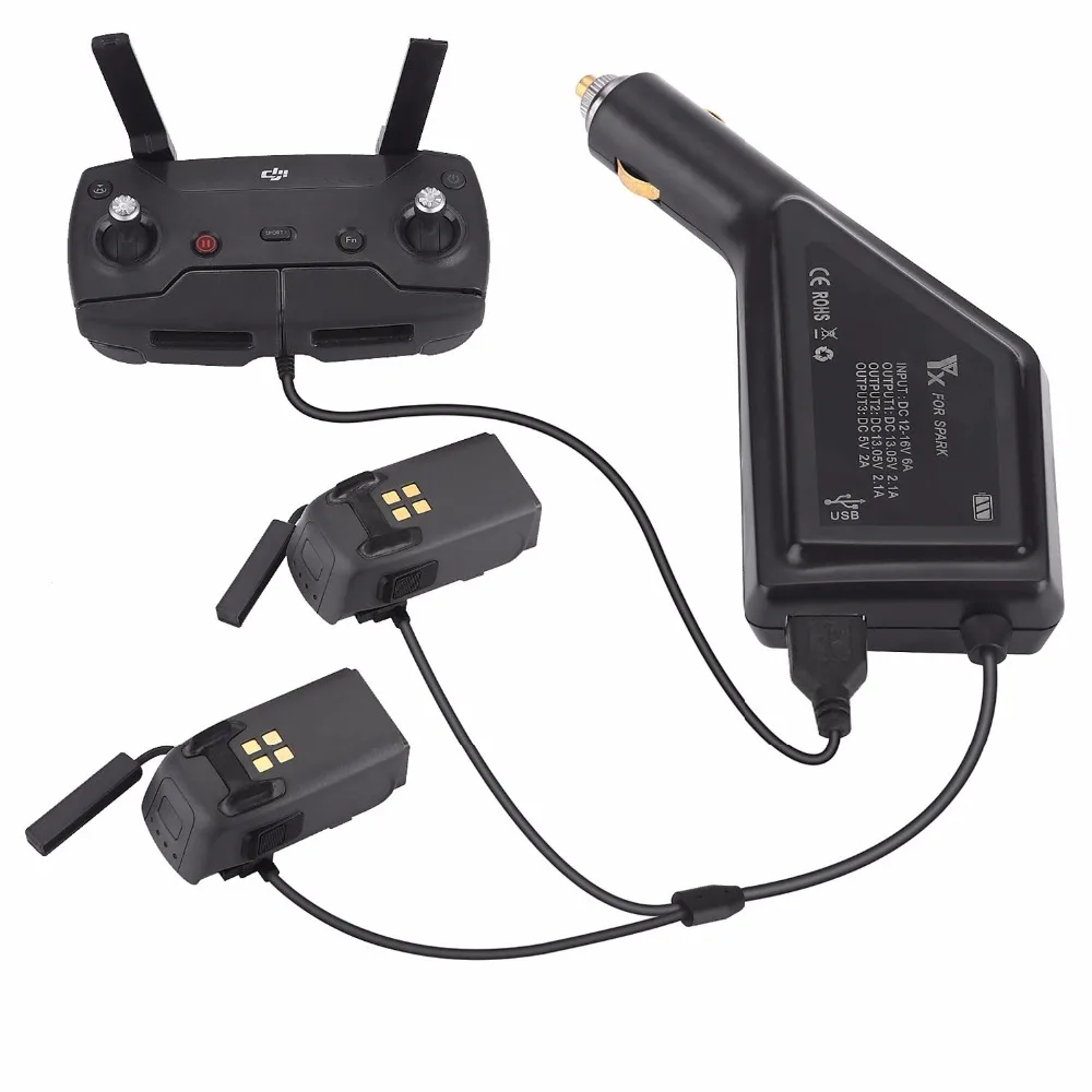 Автомобильное зарядное устройство DJI Spark аккумулятор и пульт дистанционного