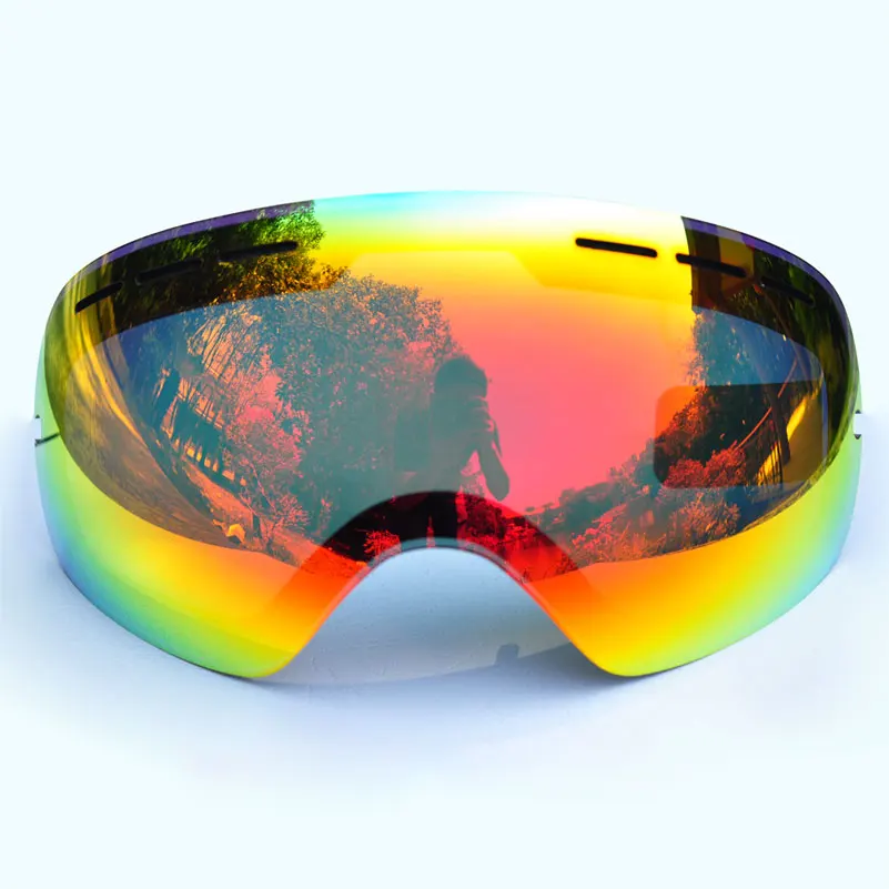 red Линзы для лыжных очков snow-3100 противотуманные UV400 большие сферические очки для сноубординга - Цвет: red