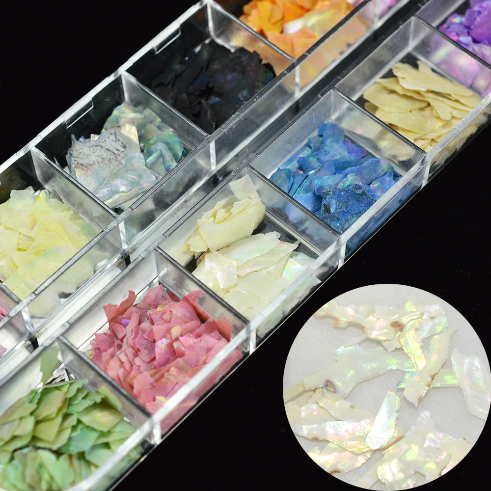 1 коробка смешанные нерегулярные Блестки для ногтей 12 цветов оболочка блестки