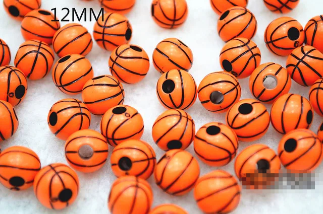 100pcs 12mm fashion Round Beads Orange Sparkling Basket Ball Pattern Acrylic Bracelet diy Accessories | Дом и сад