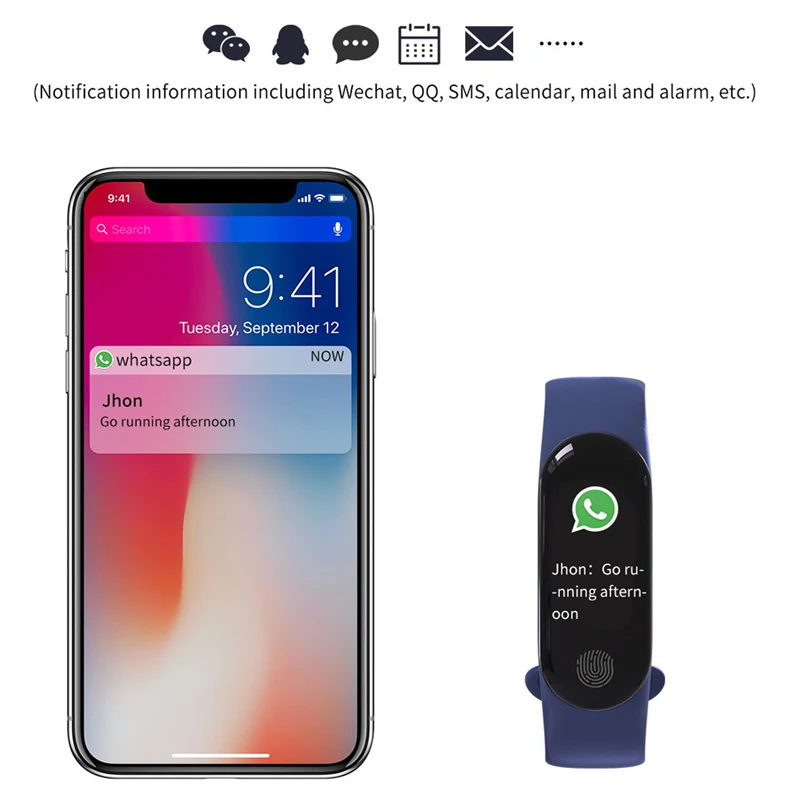 Оригинальный M3plus смарт-браслет часы кровяное давление монитор сердечного ритма