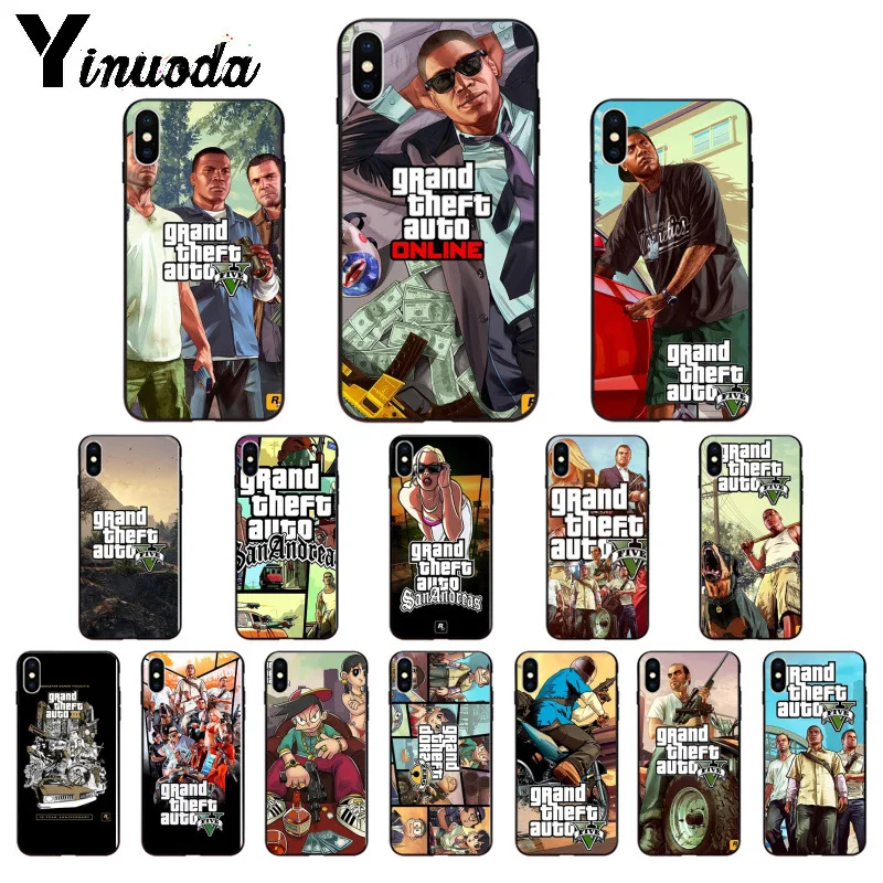 Yinuoda чехол для телефона Rockstar GTA 5 Grand Theft Auto мягкий из ТПУ Apple iPhone 8 7 6 6S Plus X XS MAX 5S SE XR
