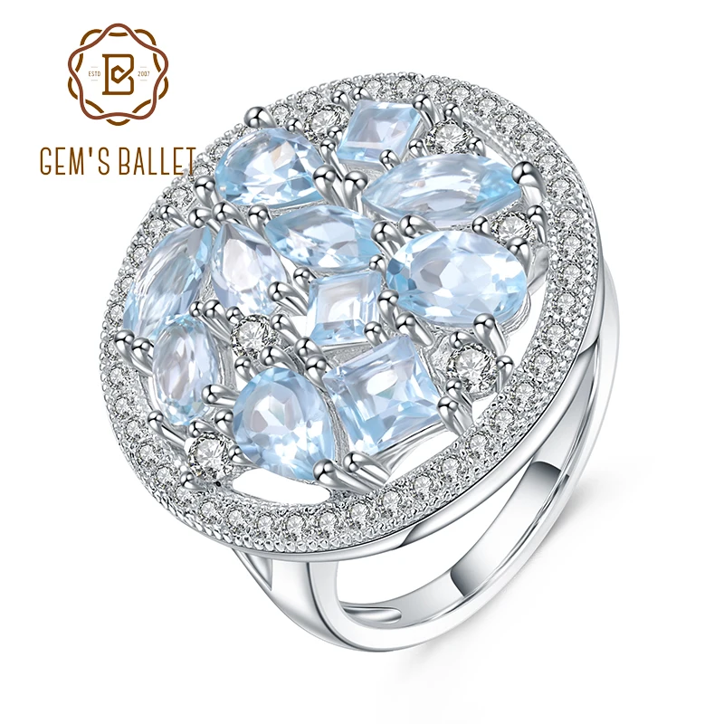 

Драгоценный камень в балете 4,02 карата, натуральный голубой топаз, искусственное серебро 925 пробы, драгоценные камни, ювелирные изделия для ж...