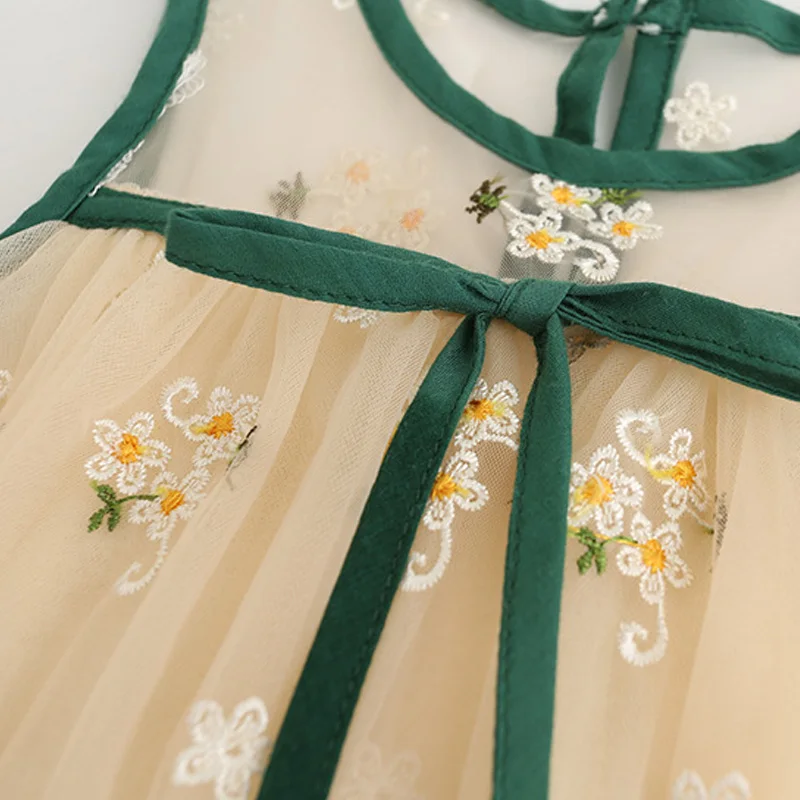 2017 новый prinsess платье девушки лето vestidos infantil рукавов цветок вышивка кружева сетки
