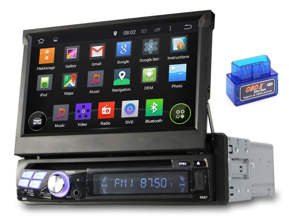 Android 5.1.1 Quad-Core 7 &quot1 Дин DVD плеер автоматической Экран автомобиля Радио стерео с