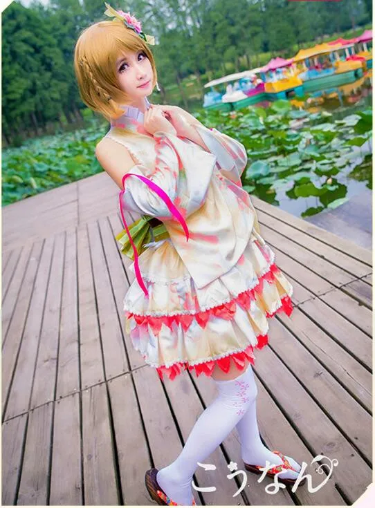Аниме! Lovelive Коидзуми Hanayo халат Пробуждение кимоно равномерное Косплэй костюм для