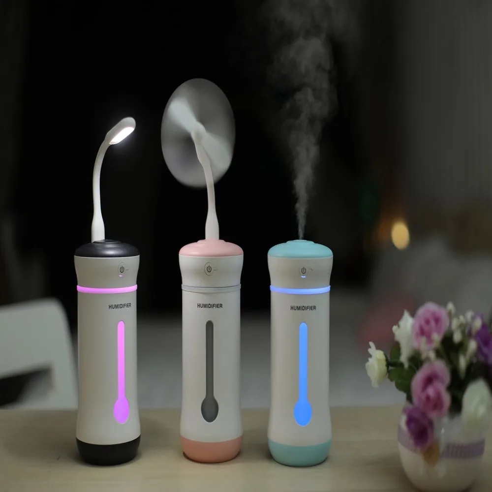 Multifunction 3-in-1 Air Humidifier Essential Oil Diffuser with LED Light USB Fan Purifier for Home Aromatherapy | Бытовая техника