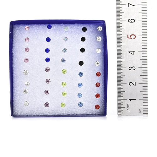 3mm 20 пар/компл. 2 мм, 3 мм, 4 мм, 5 мм моды белого цвета с украшением в виде кристаллов для женщин не вызывающие аллергию в форме милые серьги-гвоздики серёжки Для женщин ювелирные изделия фестиваль подарок - Окраска металла: 3mm