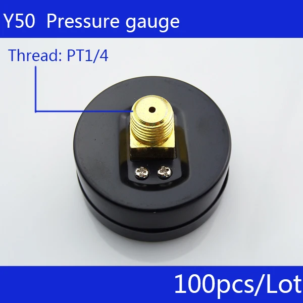 

Free Shipping 100pcs small pressure gauge Y50 axial pressure gauge, thread 1/4", measuring range 1MPa