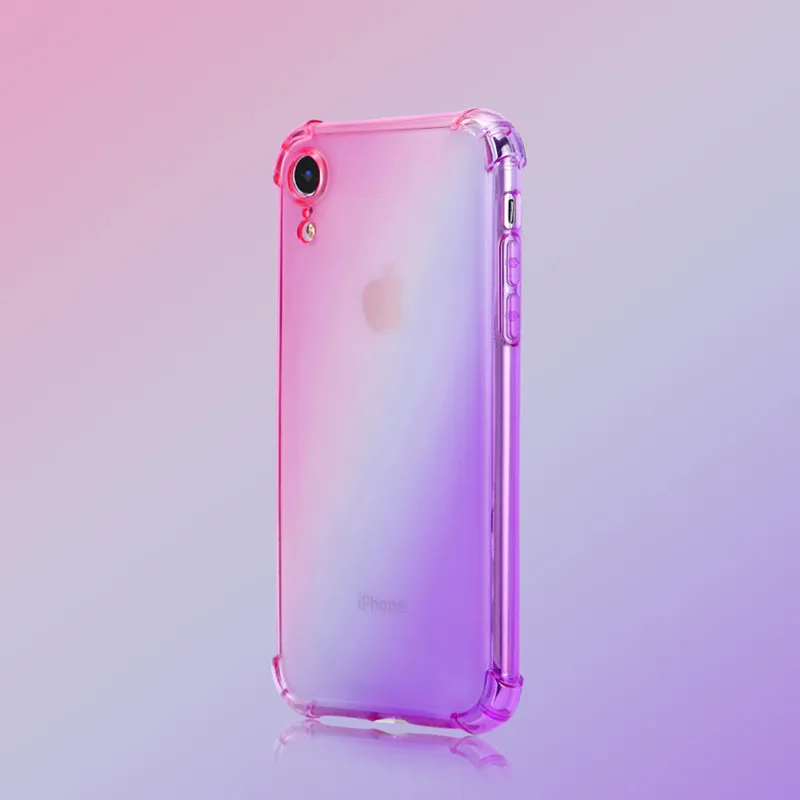 2018 новый двойной градиент цвета чехол для iPhone XR X 8 Plus 7 мягкий прозрачный ТПУ чехлы
