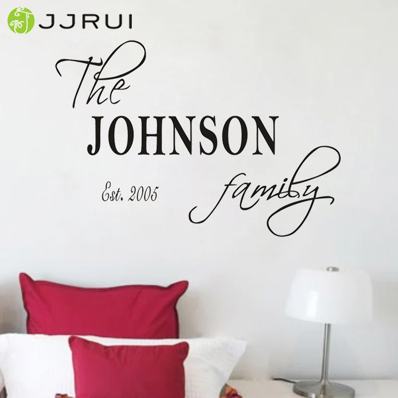 JJRUI The Family Name Est. Персонализированное имя настенная наклейка со словами декор в