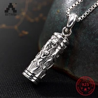 real 925 sterling sliver antique openbale pendant necklace jewelry for men women retro fashion remembrance holiday gift