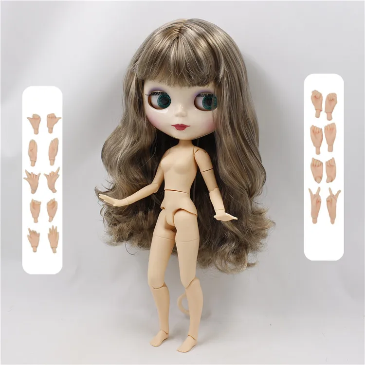 Заводская кукла blyth, 1/6, шарнирное тело, Розовый микс, каштановые волосы с челкой BL2240/9016, белая кожа - Цвет: doll with hand AB