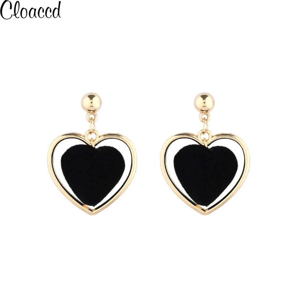 Винтаж золото Цвет двойная подвеска сердце персик Длинные Висячие серьги для Для