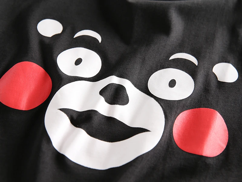 Милая футболка для косплея Kumamon топ унисекс с коротким рукавом аниме из 100% хлопка