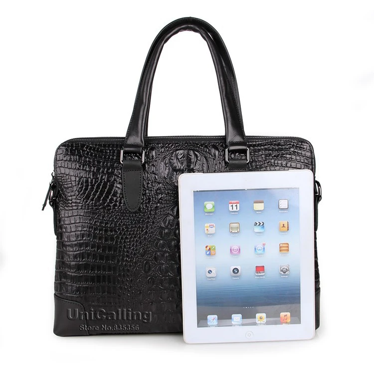UniCalling трендовая Мужская сумка из натуральной крокодиловой кожи мужской кожаный