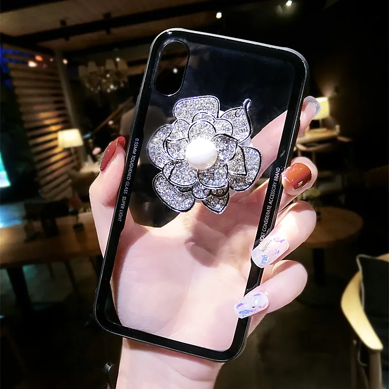Роскошный Ультратонкий Bling подушка безопасности для кронштейн Стразы с украшениями в виде кристаллов и цветов чистый мягкий чехол КРЫШКА ДЛЯ iphone11 pro max 5S 6 7 8 PLUS X XS MAX XR