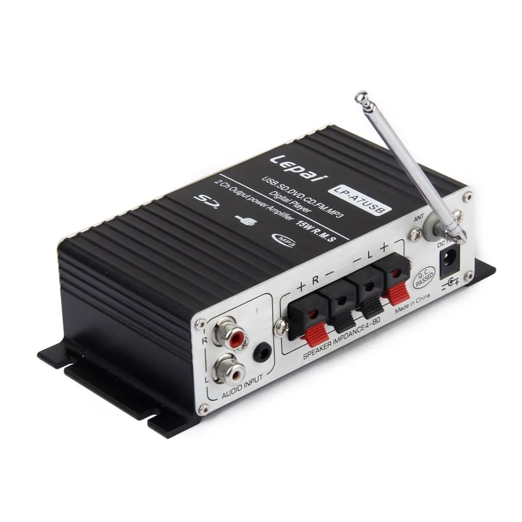 LEPY Auto Mini MP3 Hi-Fi Stereo Audio Amplifier with USB/ SD connection FM Remote | Электроника