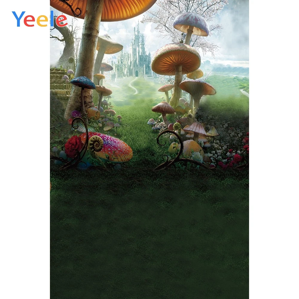 

Yeele Forest Mushroom Castle Green Screen Photography Backdrop Baby Birthday Party Photographic Background For Photo Studio