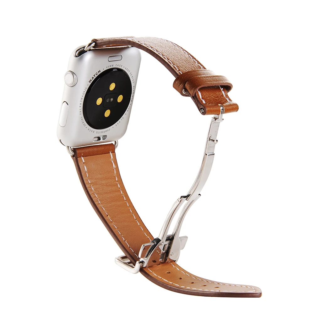 Кожаный ремешок для наручных часов Apple watch, версии 4 44 мм 40 мм aplle часы correa, 42 мм, 38 мм, для iwatch, версия 4/3/2/1 наручные часы для развертываемая застежка