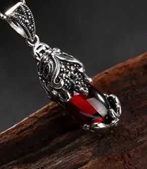 Style 2 Ручной работы 925 Серебряное ожерелье Pixiu винтажное Стерлинговое Серебро Lucky Piyao кулон ожерелье фэншуй Богатство пиксиу амулет - Окраска металла: Style 2