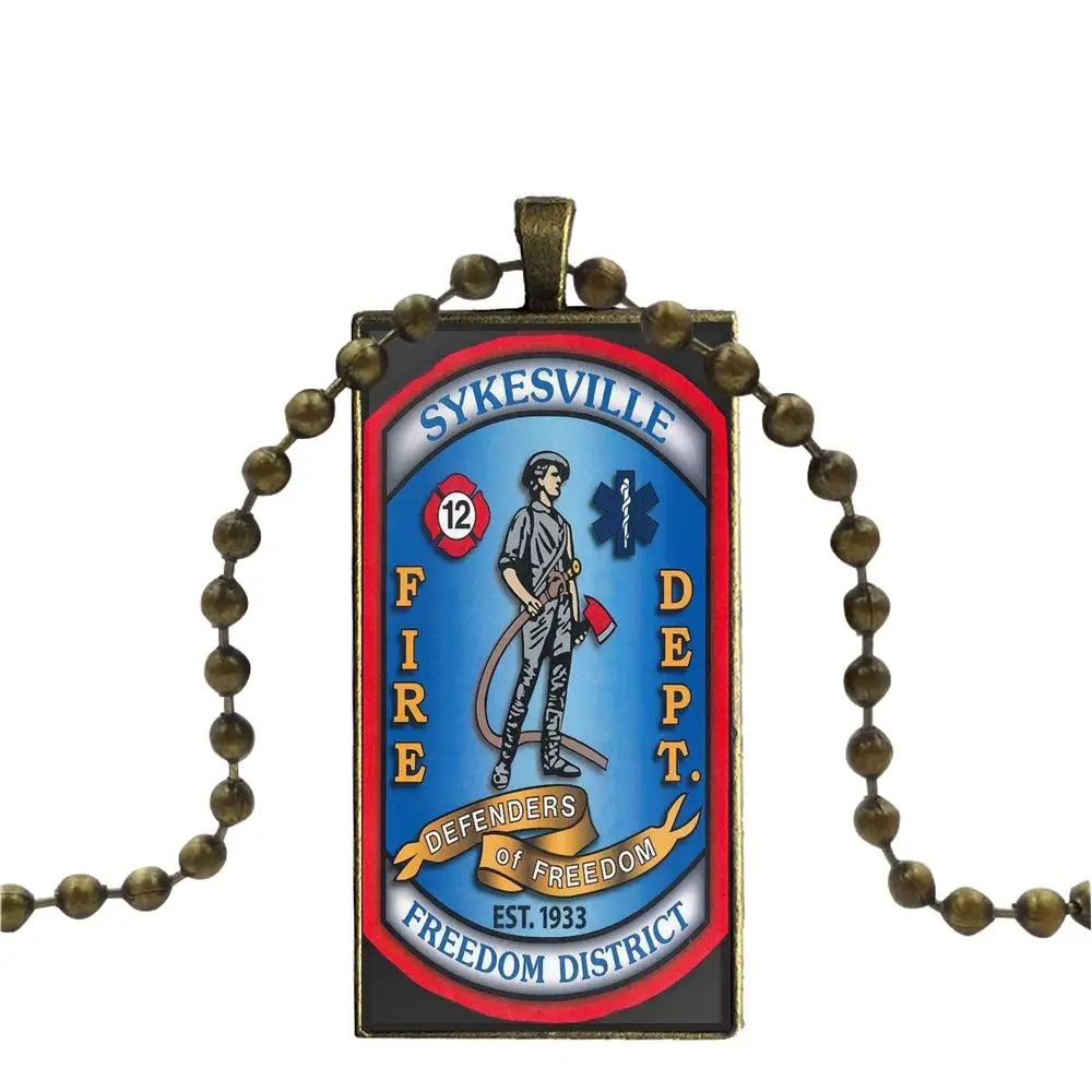Модный стеклянный кабошон с логотипом пожарного ожерелье подвеской для женщин