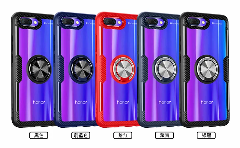 Чехол с кольцом на палец для Huawei Honor 10 7X Play, ТПУ бампер, автомобильный Магнитный акриловый чехол, жесткий чехол из поликарбоната для Honor 7X10, чехол