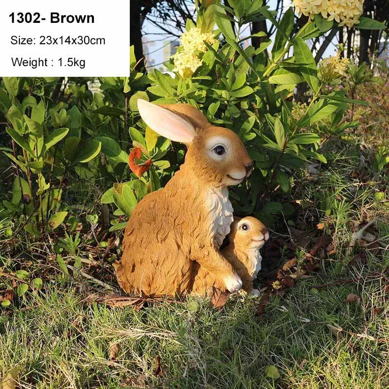 1302-Brown Милый Искусственный Кролик, украшение для дома, гостиной, украшения для сада, газон, кролик, скульптура, ремесла, миниатюрные фигурки животных, подарок - Цвет: 1302-Brown