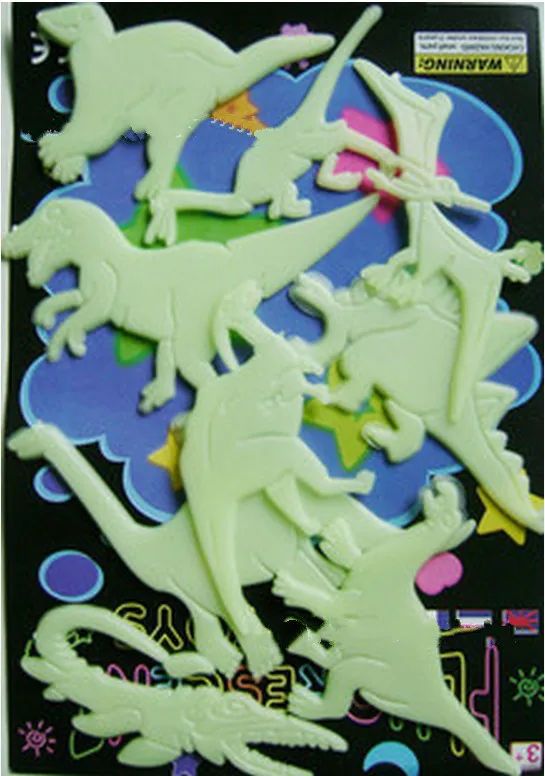 Настенный стикер 3D ПВХ динозавр цвет светится в темноте светящийся