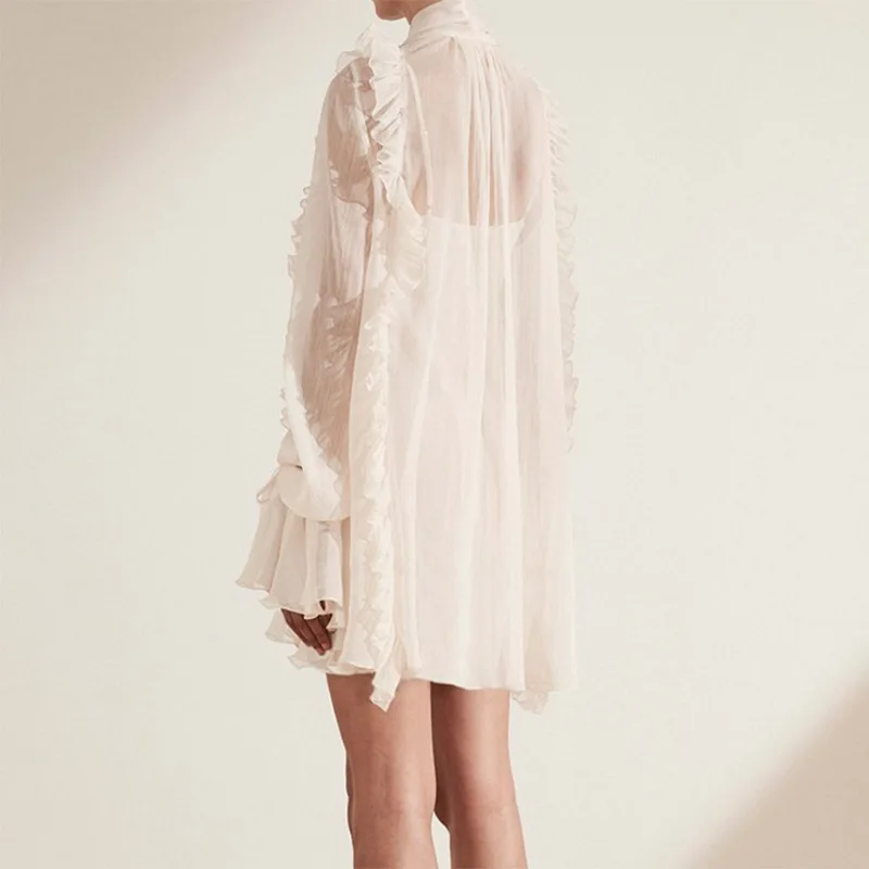 Сексуальное Белое Кружевное платье для женщин короткое прозрачное кружевное с