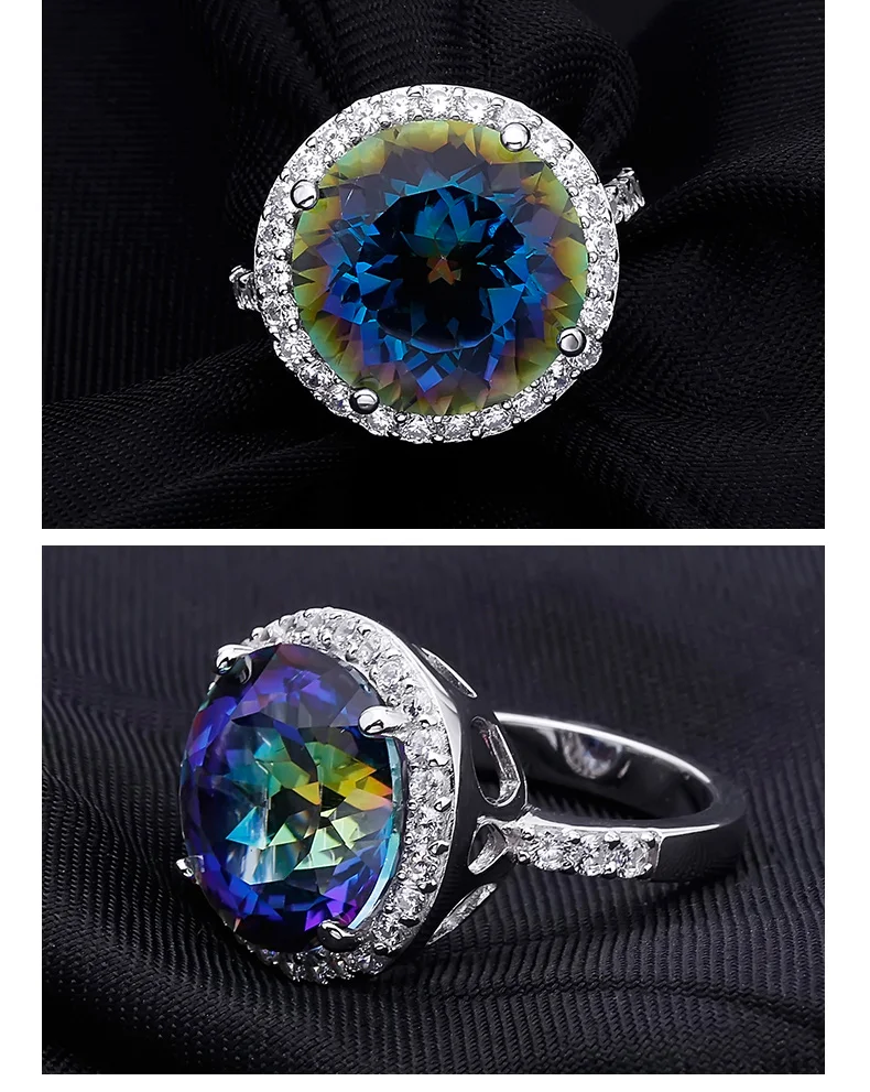 GEM'S BALLET 8.51ct, круглый натуральный голубой Мистический Кварц, ювелирный набор, 925 пробы, серебряные серьги, кольцо, набор для женщин, модный