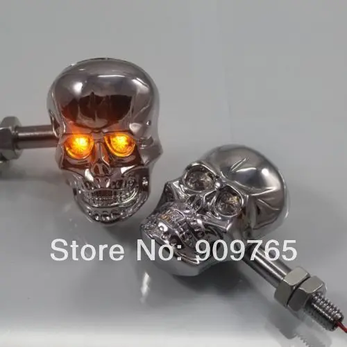 1 пара Хромированный Светодиодный светильник с поворотниками черепа для Suzuki Marauder