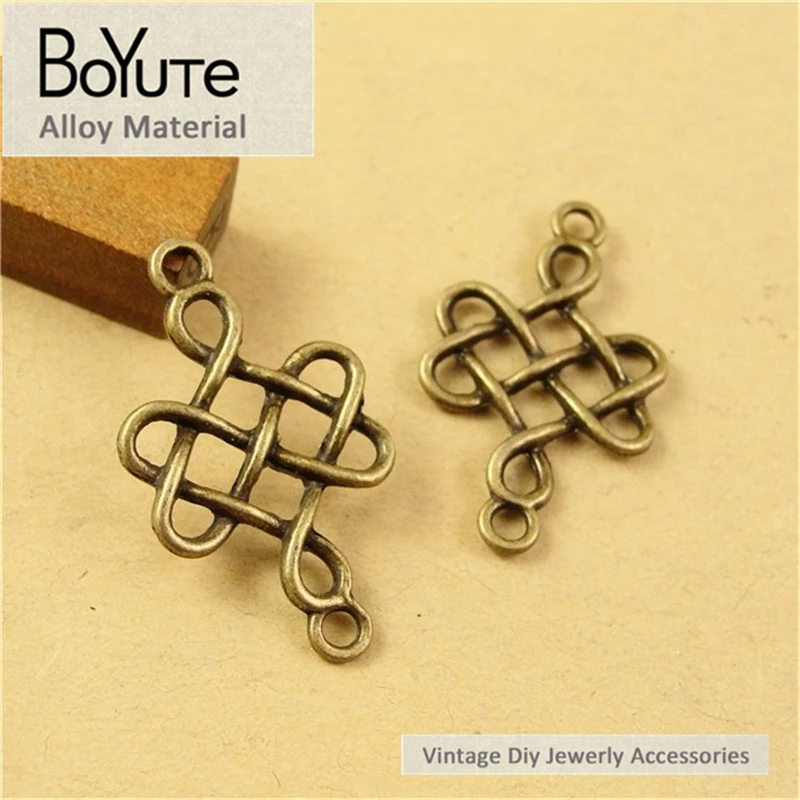 

BoYuTe (50 Pieces/Lot) 31*18MM Antique Bronze Hollow Chinese Knot Pendant Alloy Diy Fashion Charms for Jewelry Accessories