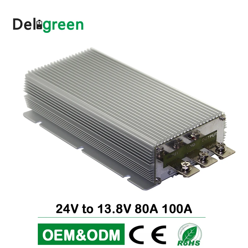 

DC DC Step down Converter 24V to 13.8V 80A 100A wide input RegulatorCar converter power supply Deligreen