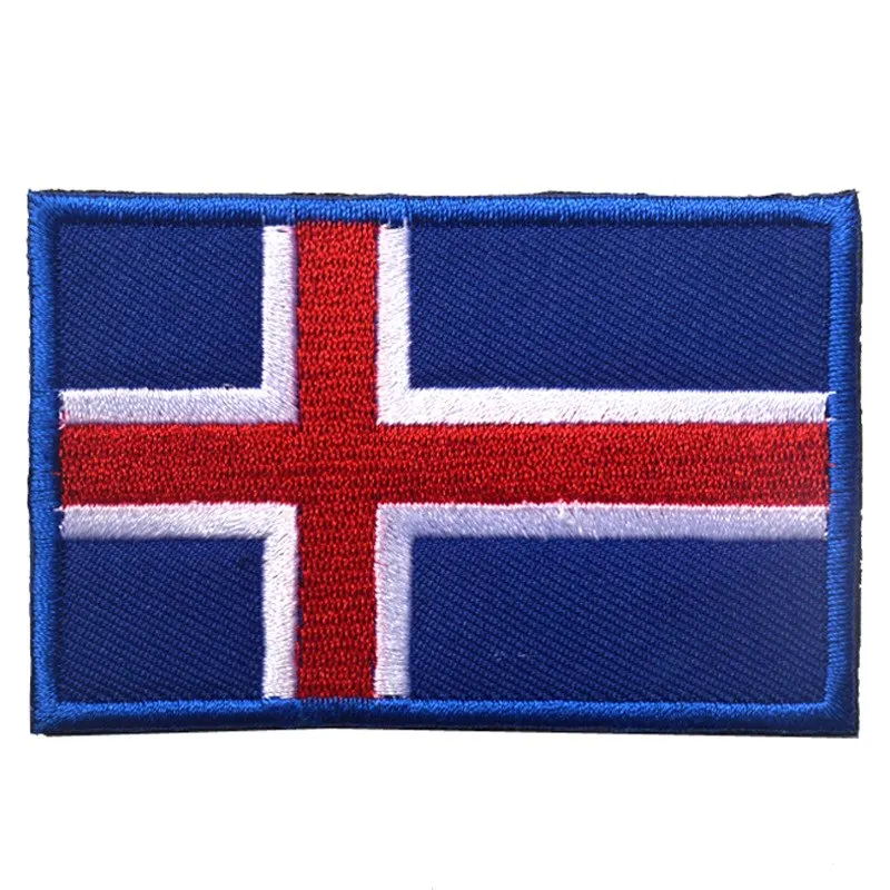 Iceland Flag Вышивка Аппликации Значки Швейцария Испания Франция Бельгия Греция Нидерланды Польша Ватикан венгерский флаг патч - Цвет: Iceland Flag