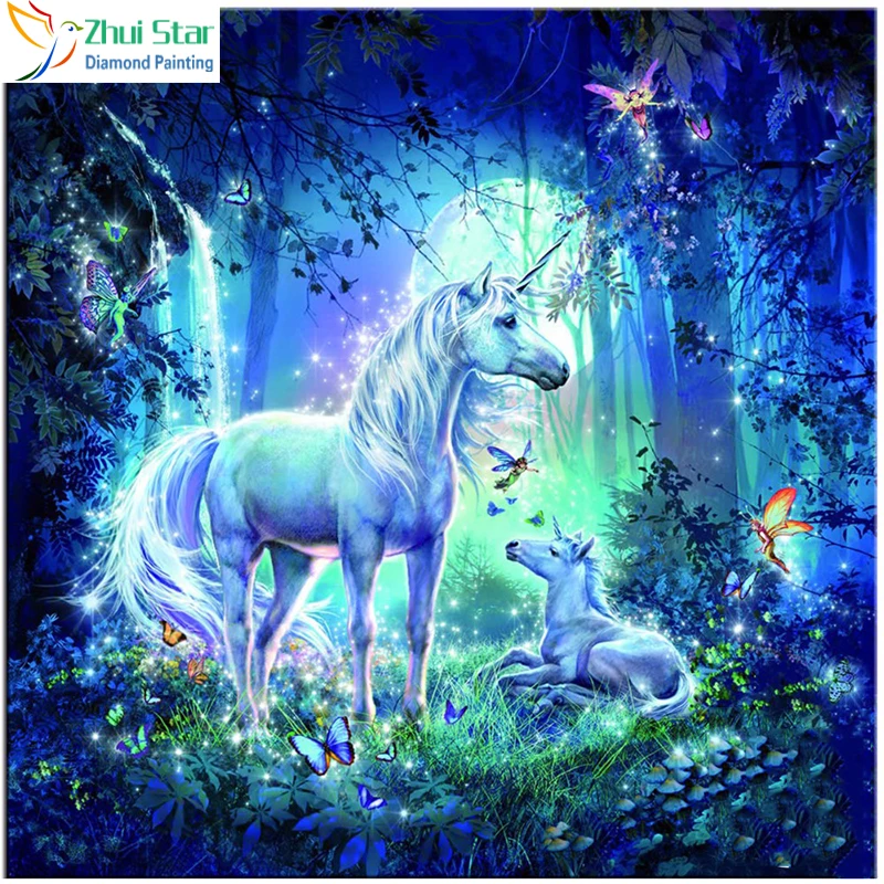 Zhui Star 5D DIY Алмазная картина Единорог и фея вышивка полностью квадратная Вышивка