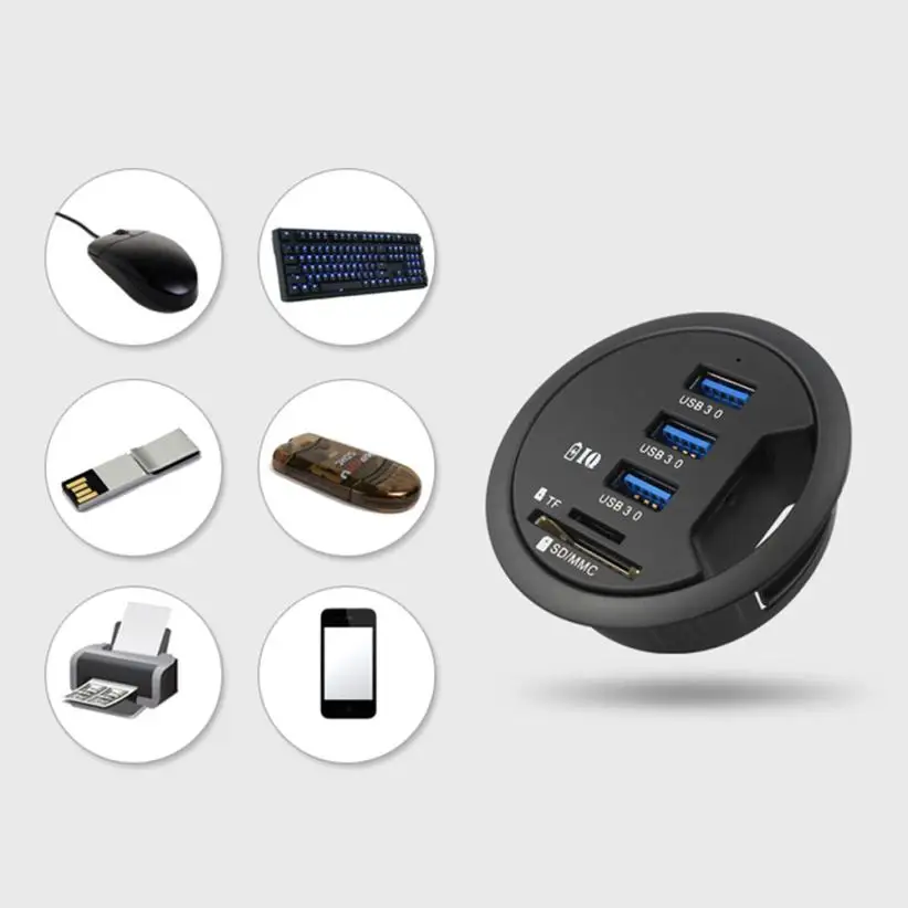Новые аксессуары для ПК крепление в столе 3 портовый USB 0 концентратор адаптер с SD