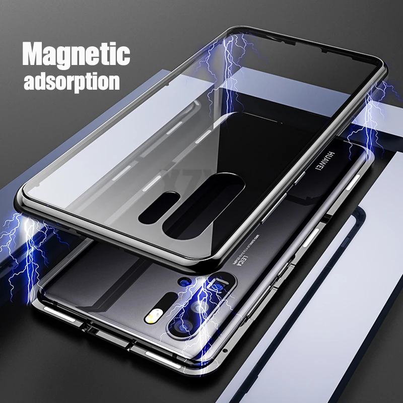 360 Полный Магнитный чехол для huawei P30 Pro P20 mate 20 металлический бампер 12D Передняя сенсорная пленка закаленное стекло крышка huawei P30 Pro Чехол