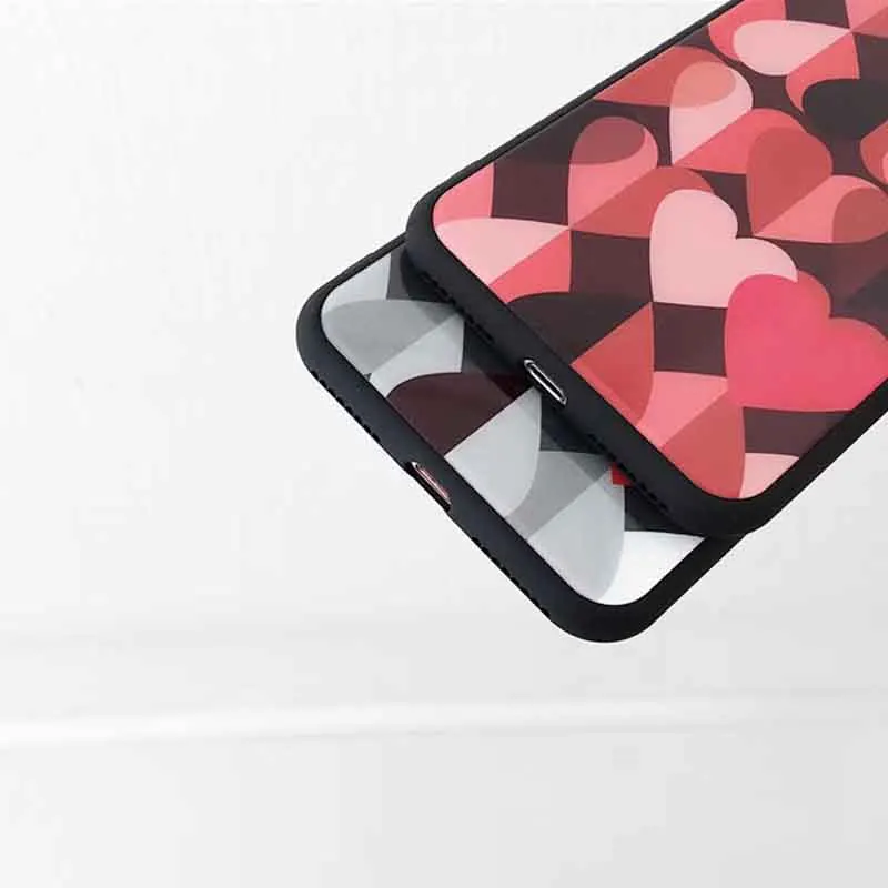 Lovely Splice Love Heart Couples Phone Case For iphone X 6 6S 6plus 7 7plus 8 Plus Cases Back Cover Coque |