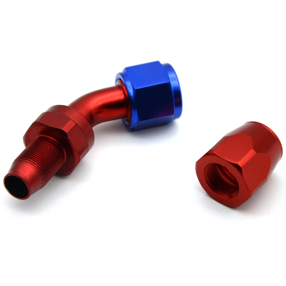 AN10 Алюминиевый Поворотный PTFE антипригарный штуцер для шланга прямой 45 90 180