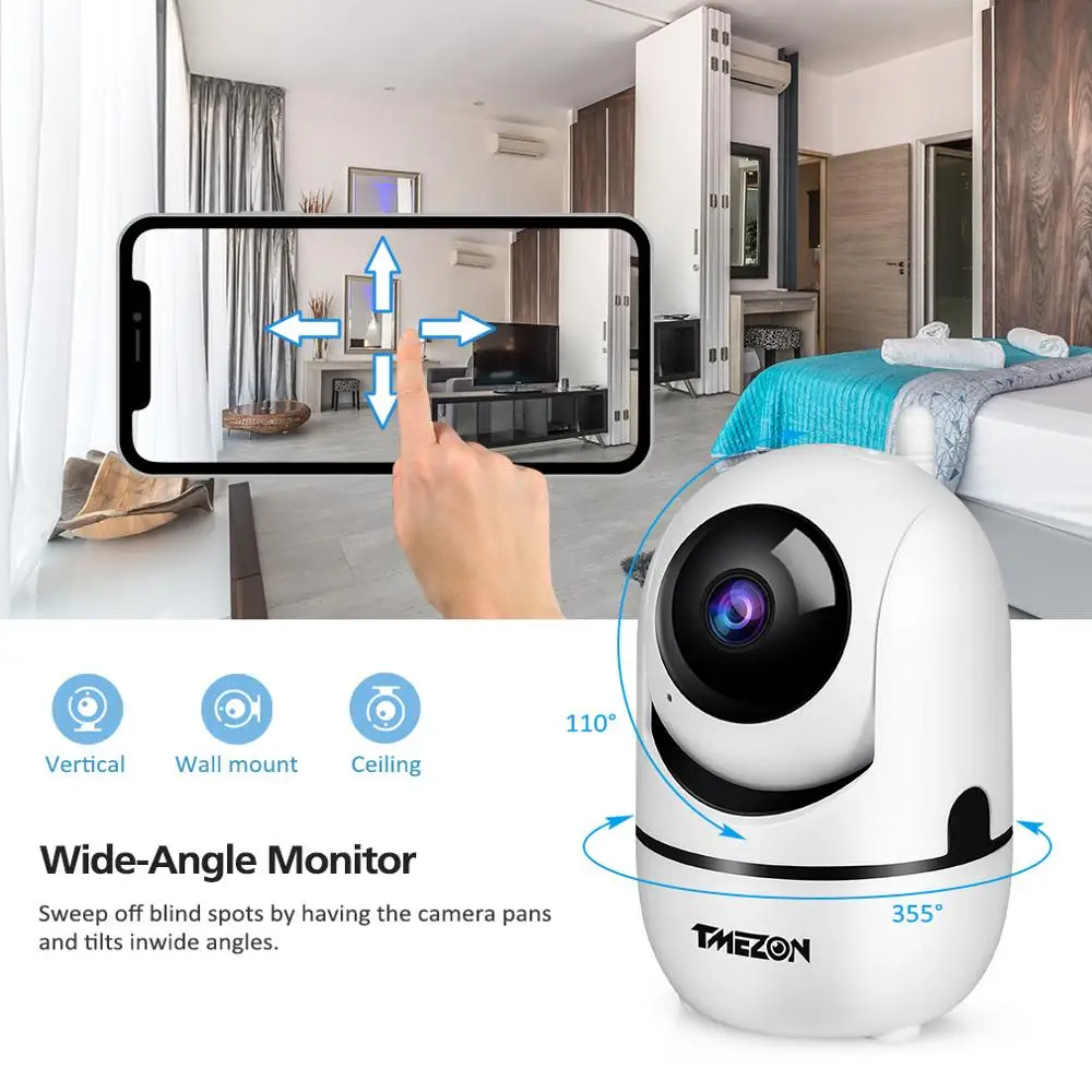 TMEZON 1080P радионяня HD WiFi Беспроводная домашняя безопасность 2.0MP ИК камера