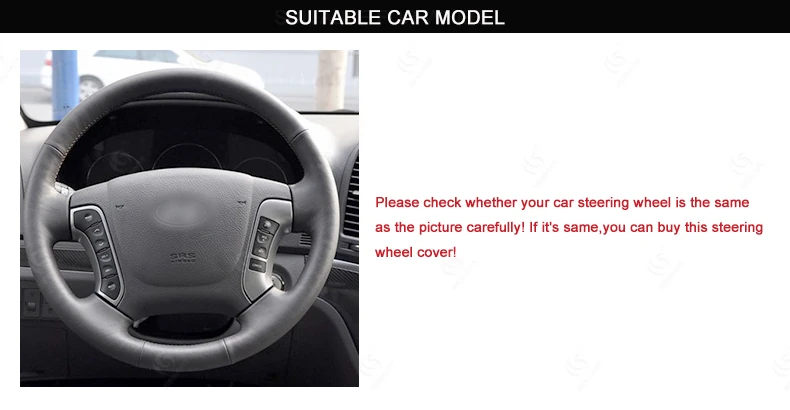 MEWANT черная крышка рулевого колеса автомобиля из натуральной кожи для hyundai Santa Fe 2006-2012 аксессуары для интерьера запчасти